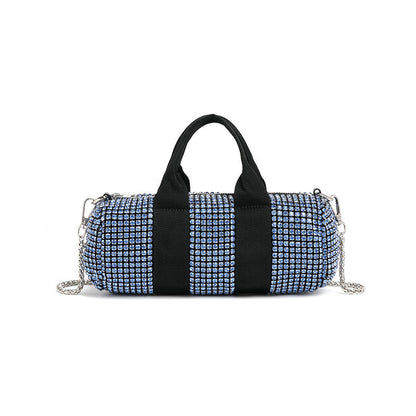 Bolso bandolera con cadena y incrustaciones de diamantes de imitación para mujer, de gran calidad, a juego. 