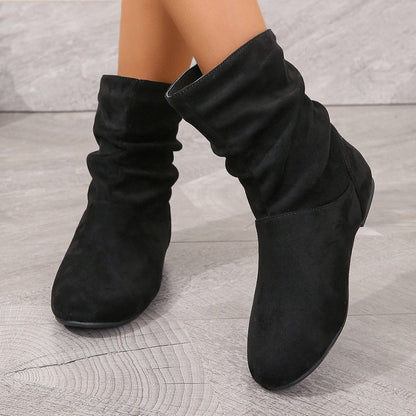 Slip on Low Top Women Boots Casual Pile Stretch Ultra Low Women Boots