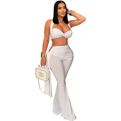 Women Wear Sexy Summer Tube Top Bandage Trousers Set