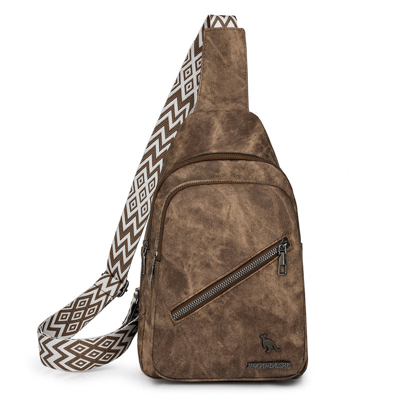 Women Chest Bag Korean Casual Messenger Bag Women Retro Soft Leather Shoulder Bag Popular Backpack