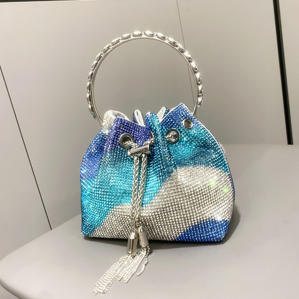 Bolso de mujer con diamantes de imitación y asa de diamante, bandolera pequeña con diamantes de imitación. 