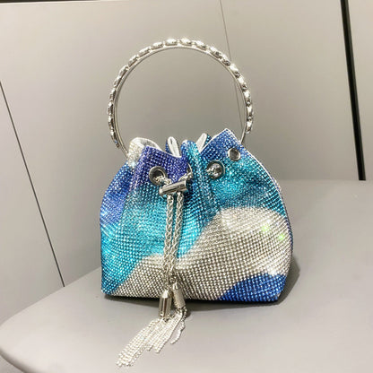 Bolso de mujer con diamantes de imitación y asa de diamante, bandolera pequeña con diamantes de imitación. 