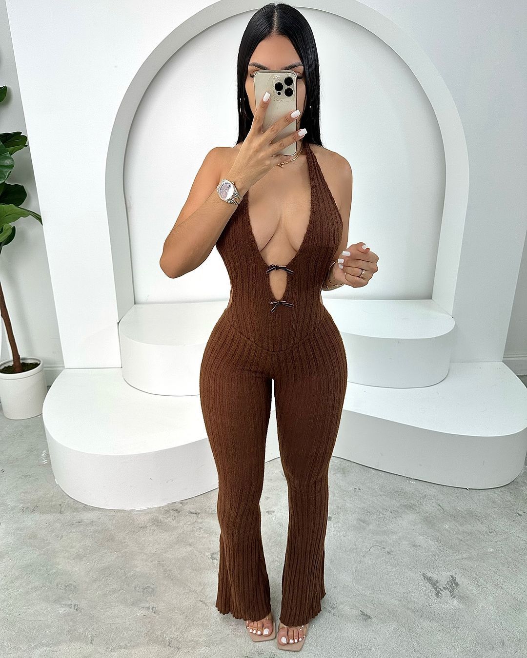 Summer Halter Slim Fit Lace up Backless Sexy Jumpsuit Bell Bottom Pants Jumpsuit Women