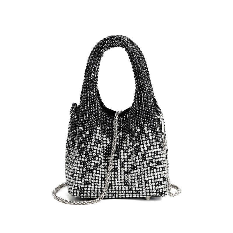 Bolso de cena con diamantes para mujer, bolso de cubo con diamantes de imitación, bolso cruzado de hombro para mujer, bolso King Diamond 
