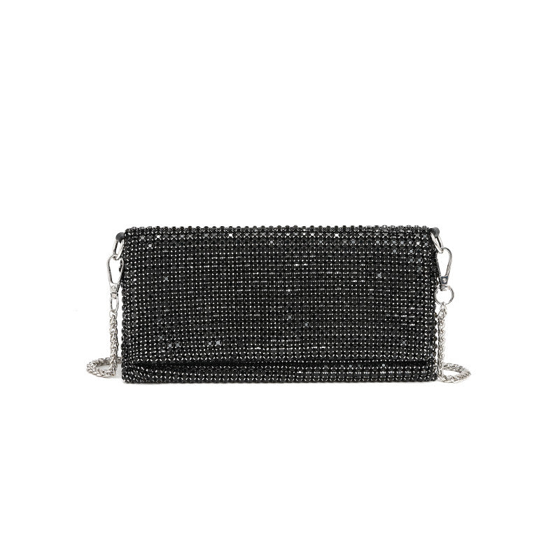 Bolso bandolera de invierno con cadena y diamantes incrustados para mujer 