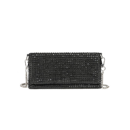 Bolso bandolera de invierno con cadena y diamantes incrustados para mujer 