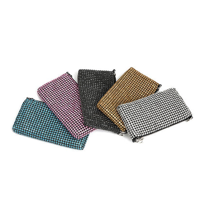 Bolso bandolera con cadena y diamantes incrustados para mujer 