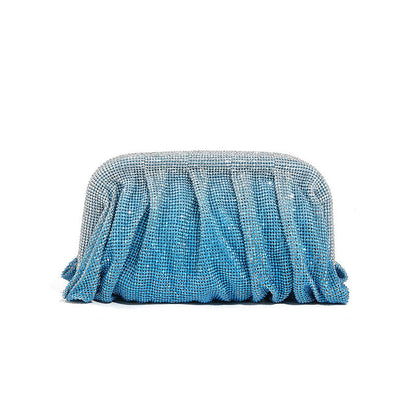 Bolso de mano de alta calidad con tachuelas de diamantes, cadena plisada, clip de nube de diamantes de imitación, bolso de cena, bolso cruzado de un solo hombro 