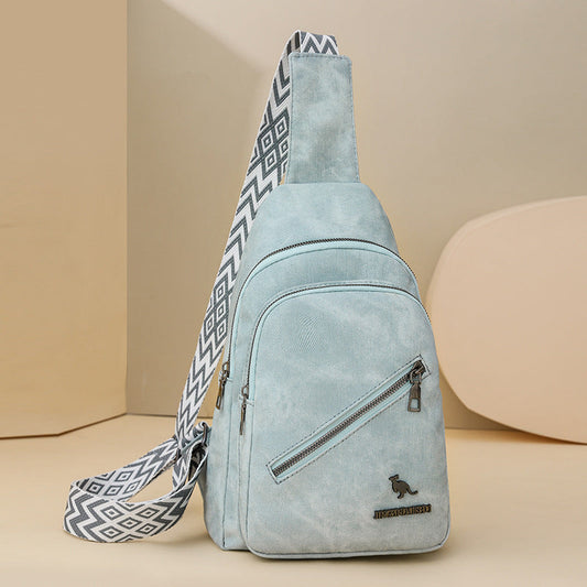 Bolso de pecho para mujer, bandolera informal coreana, bolso de hombro retro de piel suave, mochila popular. 