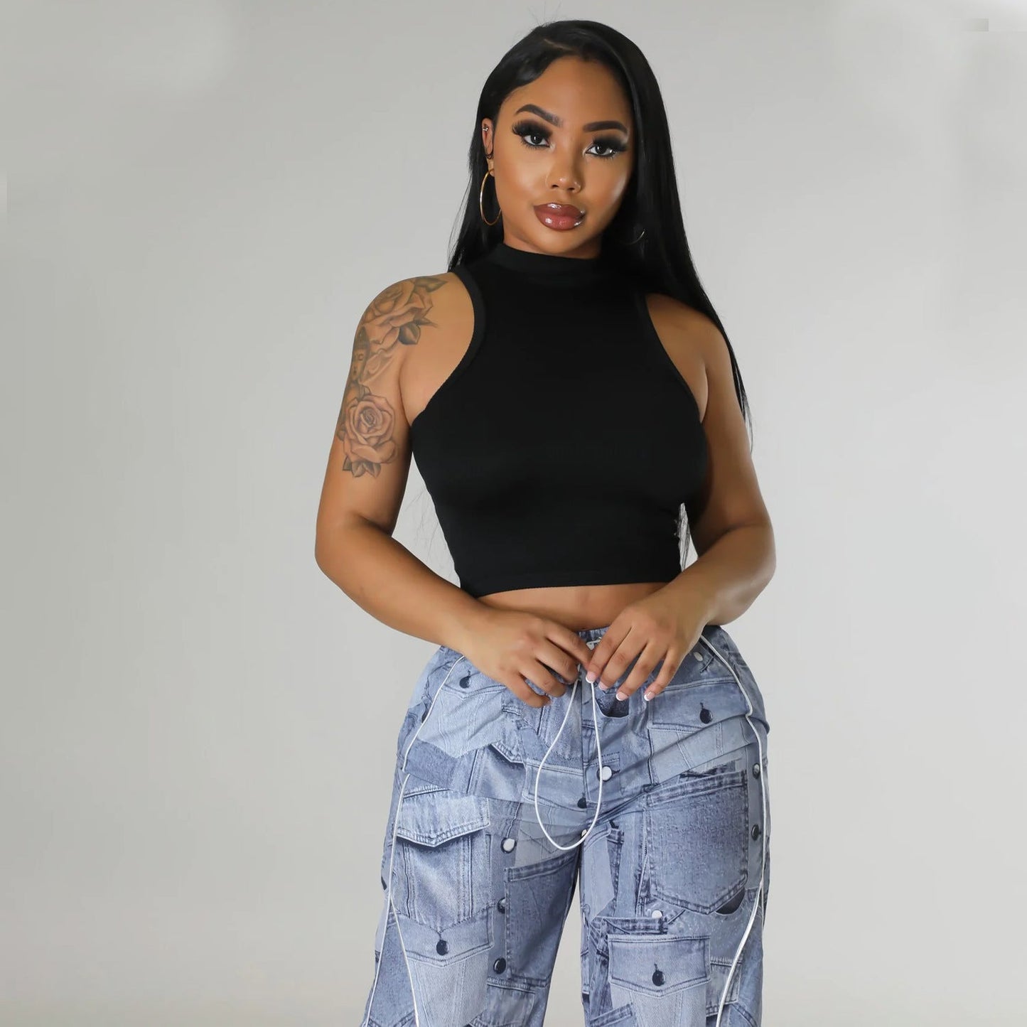 Summer Women Clothing Sports Casual Short Top Solid Color Vest