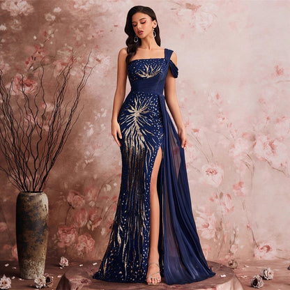 Sequin Split Dress Long Slim Fishtail Bridesmaid Cocktail Evening Dress Dress Women