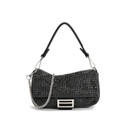 Diamond Embedded High Grade Shoulder Messenger Bag Fashionable Dinner Bag Niche Full Diamond Portable Underarm Bag Women
