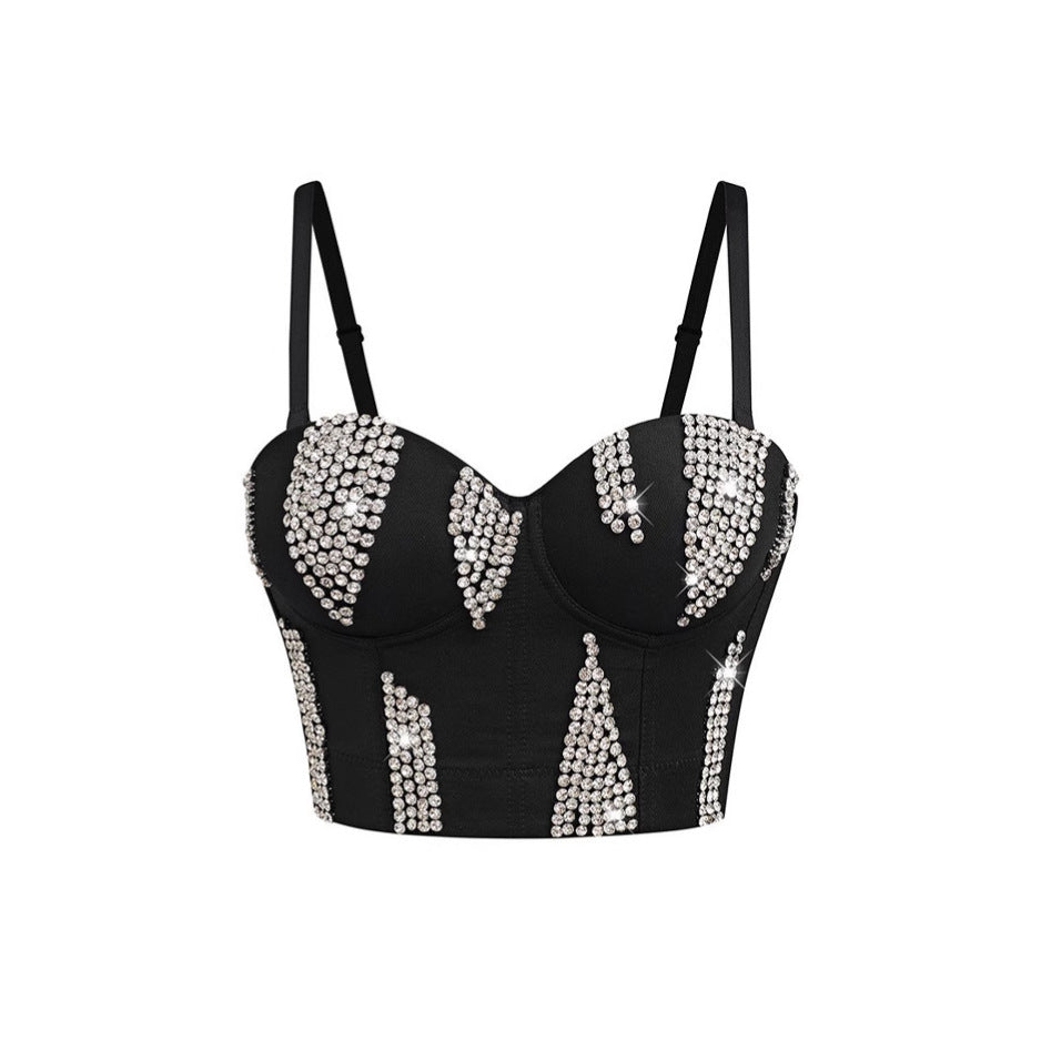 Vest Camisole Women Handmade Rhinestone Three Dimensional Chest Cup Outer Wear Slim Fit Tank Top