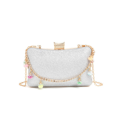 Bolso de mujer moderno con textura exquisita, sencillo, estilo occidental, pequeño, con cierre y cadena para un solo hombro. 