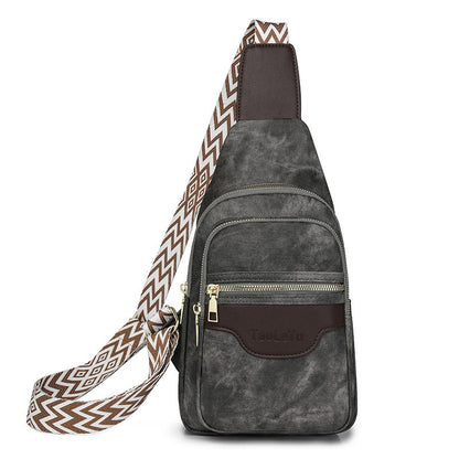 柔軟皮革胸包 復古女士包 斜背包