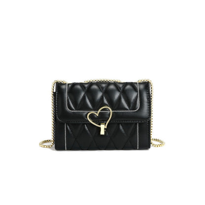 Bolsos Chanel para mujer, bolso de invierno, bolso bandolera con cadena de diamantes y corazón de metal. 