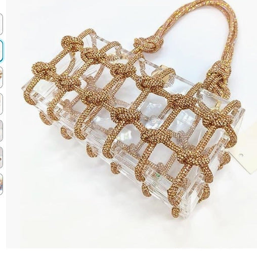 春夏款 Alec 透明收納盒手工編織繩小方袋腋下手提包