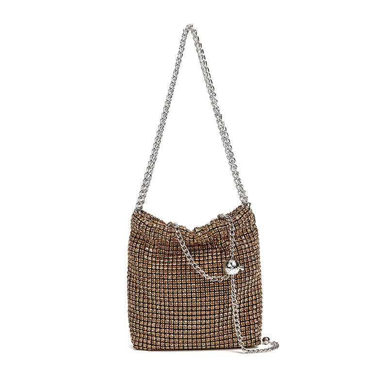 鑲鑽金球肩包，鑲鑽晚餐斜挎包，女士款