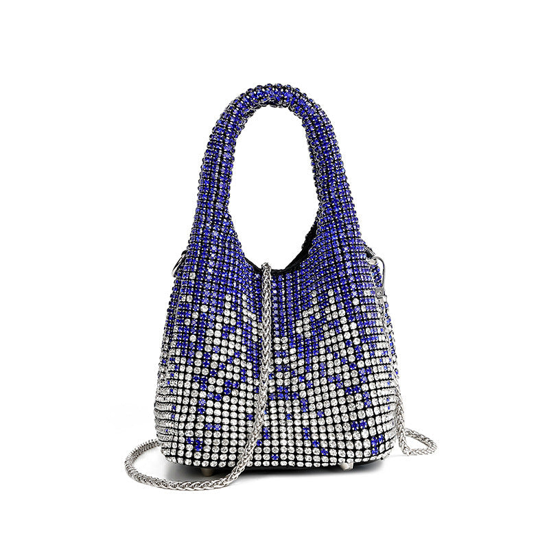 Bolso de cena con diamantes para mujer, bolso de cubo con diamantes de imitación, bolso cruzado de hombro para mujer, bolso King Diamond 