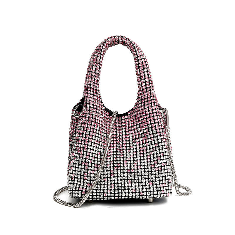 Bolso de cena con diamantes para mujer, bolso de cubo con diamantes de imitación, bolso cruzado de hombro para mujer, bolso King Diamond 