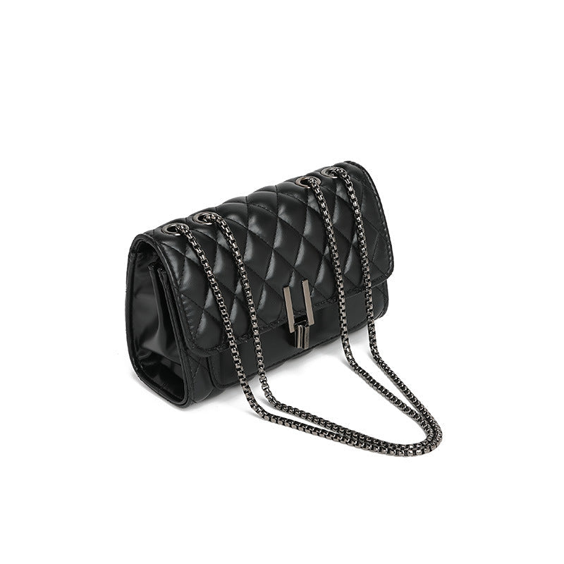 Bolso pequeño cuadrado con bordado de rombos para mujer, bandolera de verano que combina con todo, práctico bolso cruzado con cadena de gran capacidad. 