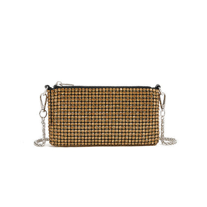 Bolso bandolera con cadena y diamantes incrustados para mujer 