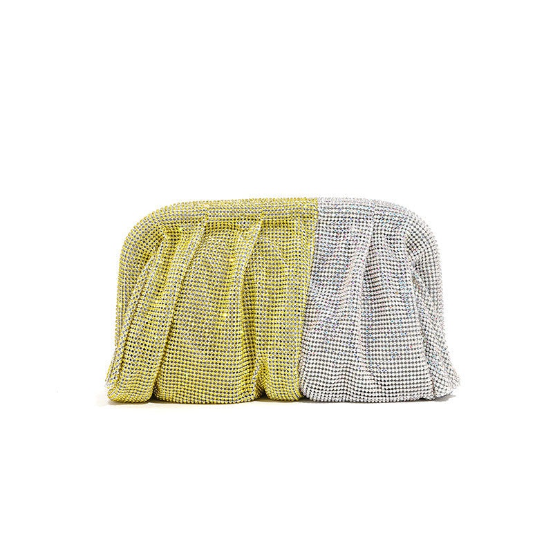 水鑽雲朵包褶皺女士包質感高級化妝包小眾斜挎包