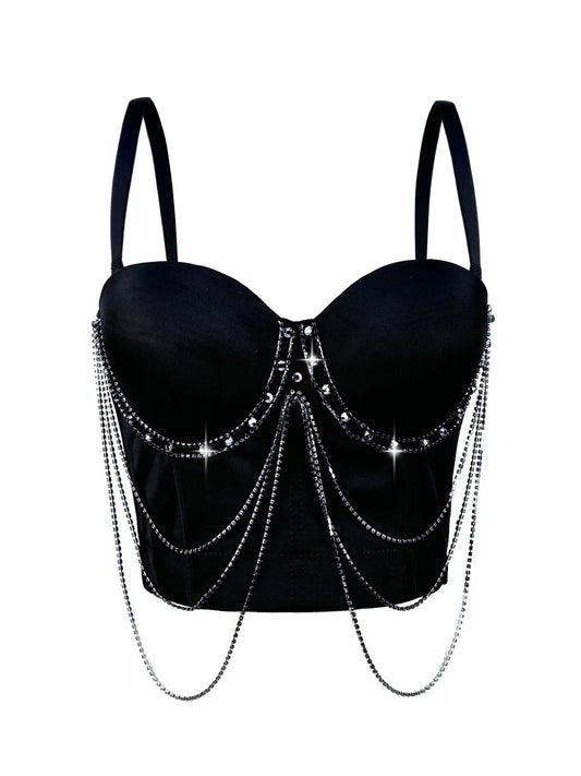 Tassel Chain Camisole Summer Performance Stage Sexy Trendy Corset Slimming Boning Corset Bra