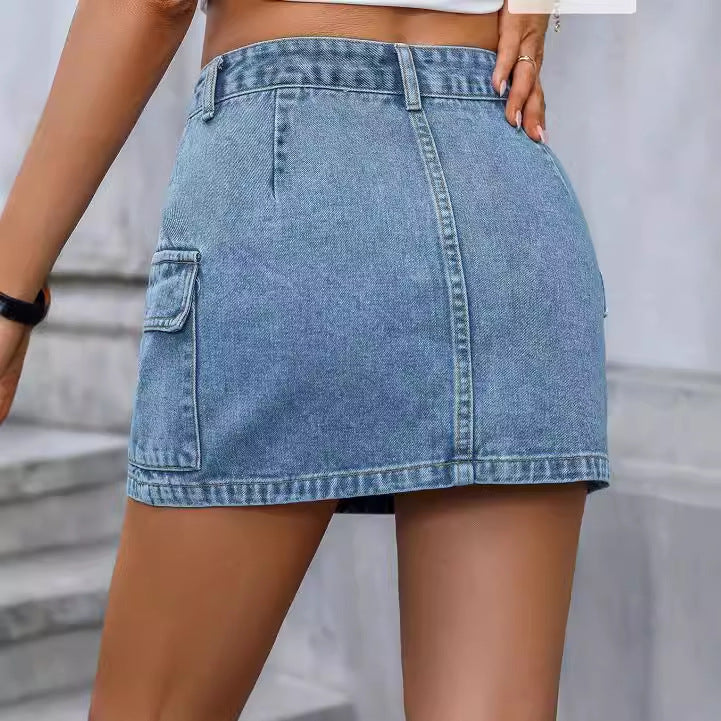 Falda vaquera estilo acampanada de estilo urbano para mujer