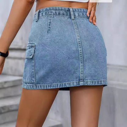 Falda vaquera estilo acampanada de estilo urbano para mujer