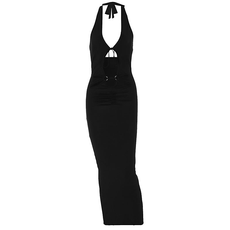 Vestido ajustado con escote en V y mangas cortas para mujer, ropa de verano y otoño