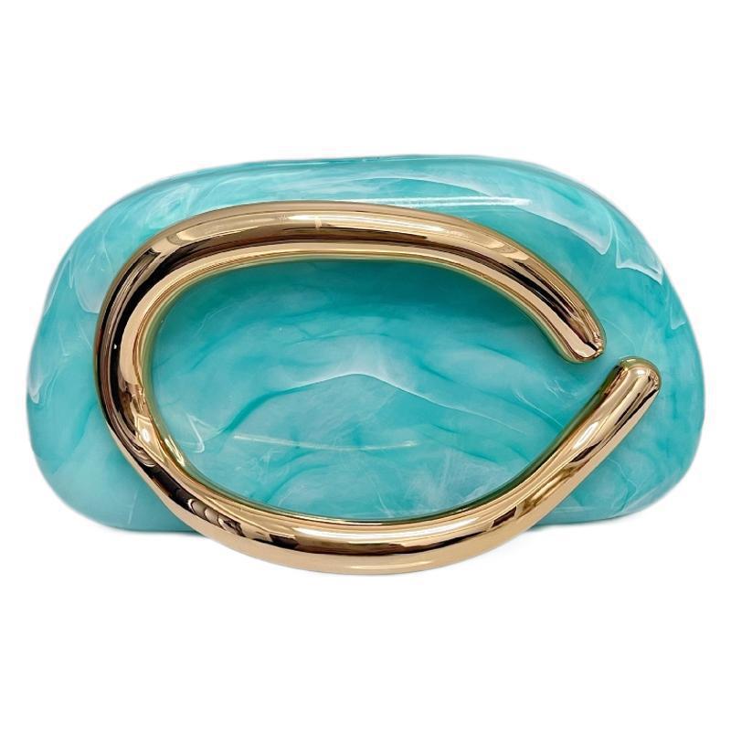 金屬條裝飾設計盒式雞尾酒手拿包奢華高檔晚餐包禮服袋