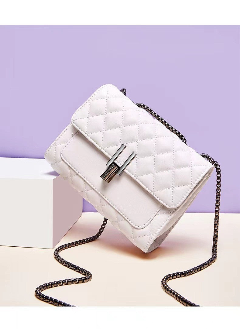 Bolso pequeño cuadrado con bordado de rombos para mujer, bandolera de verano que combina con todo, práctico bolso cruzado con cadena de gran capacidad. 