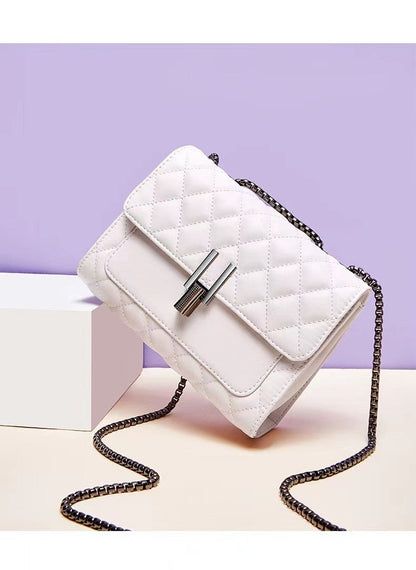 Bolso pequeño cuadrado con bordado de rombos para mujer, bandolera de verano que combina con todo, práctico bolso cruzado con cadena de gran capacidad. 