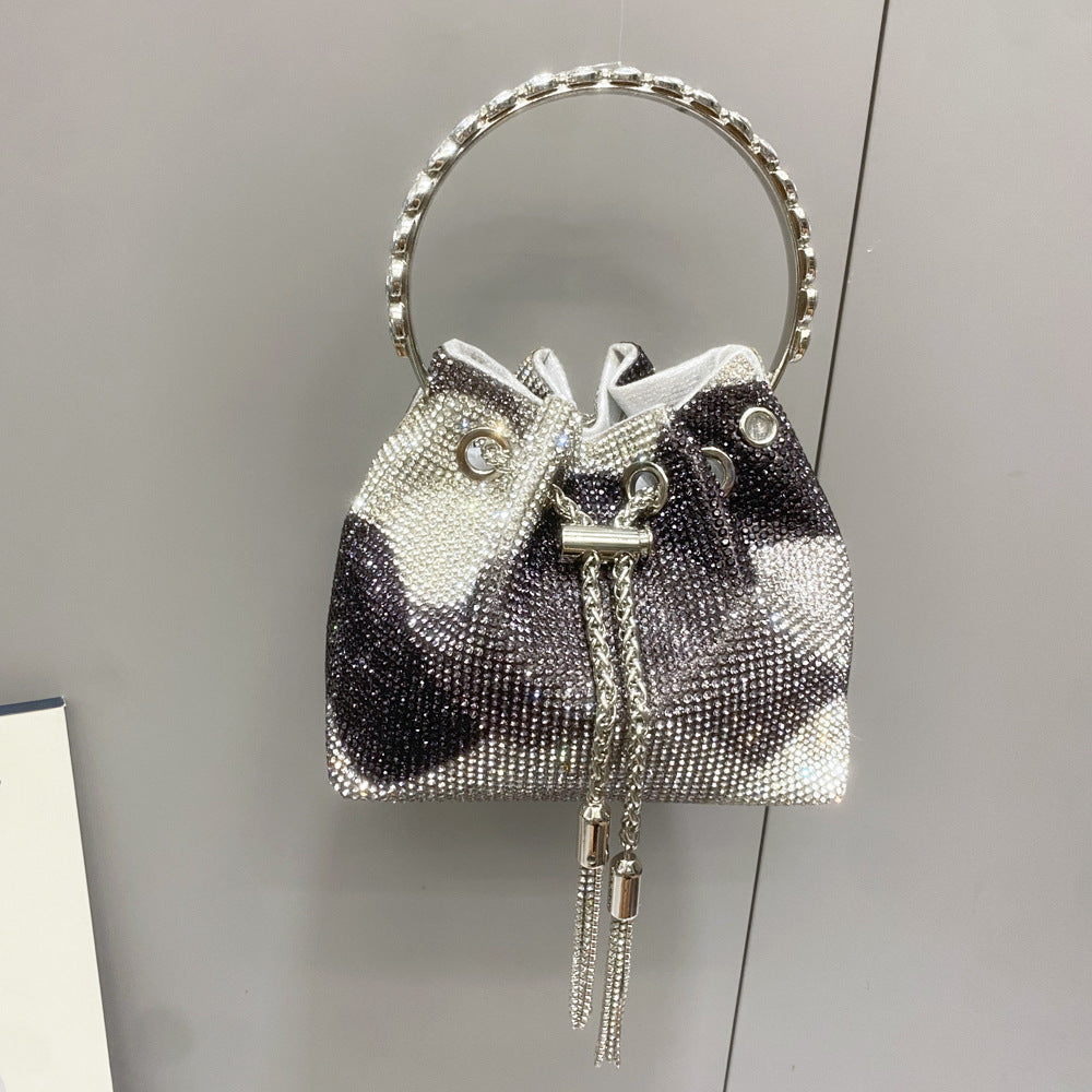 Bolso de mujer con diamantes de imitación y asa de diamante, bandolera pequeña con diamantes de imitación. 