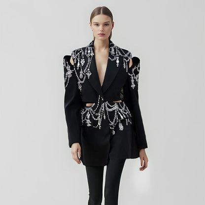 Blazer formal de verano con cuentas de alta calidad para mujer