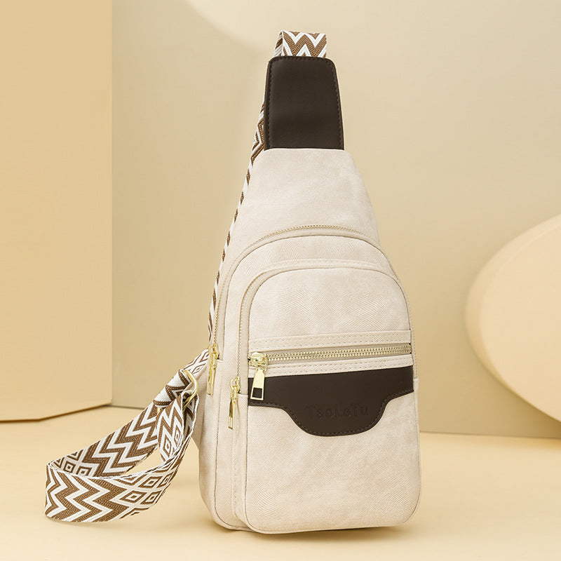 柔軟皮革胸包 復古女士包 斜背包