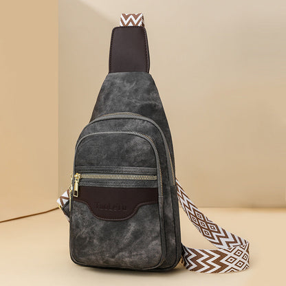 柔軟皮革胸包 復古女士包 斜背包