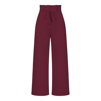 Fashion Workwear Women Dress Work Pant Casual All Matching Wide Leg Trousers Belt Commuting Pants Summer