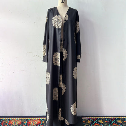 Summer Elegant Sexy V neck Top Printed Wide Leg Pants Two Piece Set