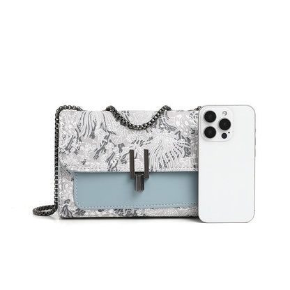 Bolso bandolera de verano a juego para mujer, bolso cuadrado pequeño bordado para uso diario, bolso de hombro con cadena de doble capa, bolso de hombro bajo el brazo 