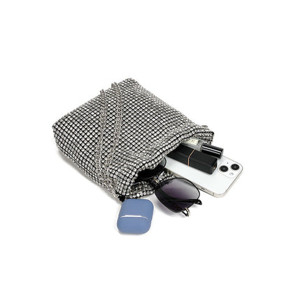 鑲鑽金球肩包，鑲鑽晚餐斜挎包，女士款