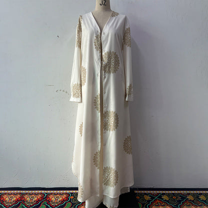 Summer Elegant Sexy V neck Top Printed Wide Leg Pants Two Piece Set