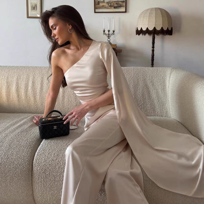 Women Clothing Summer Shoulder Collar Sexy Slim Fit Floating Sleeved Sheath Dress