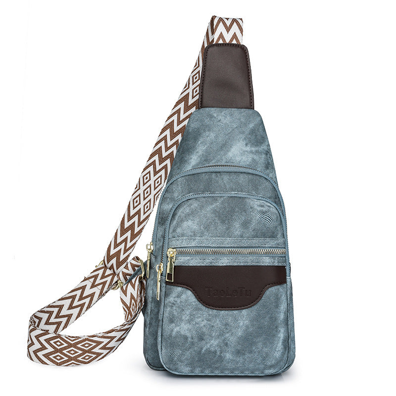 柔軟皮革胸包 復古女士包 斜背包