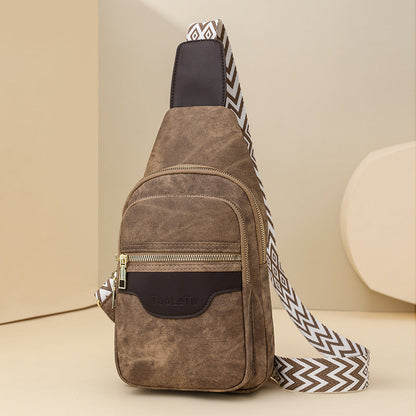 柔軟皮革胸包 復古女士包 斜背包