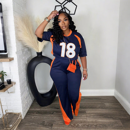 Women Half Sleeve Top with Slim Fit Trousers Casual Two Piece Set