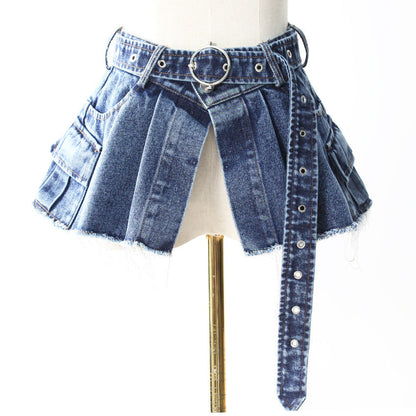 Spring Two Piece Set Denim Waist Seal Waist Slimming Multi Match Two Piece Set Women Blazer