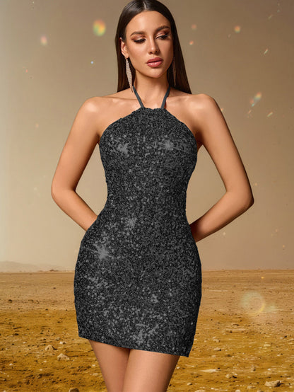Sexy Backless Sequ Dress Women Clothing Birthday Party Dress