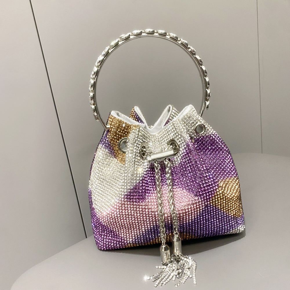 Bolso de mujer con diamantes de imitación y asa de diamante, bandolera pequeña con diamantes de imitación. 